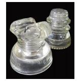 TWO (2) Hemingray Clear Glass Insulators