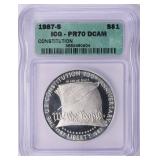 SILVER 1987-S Constitution Dollar ICG Proof70 DCAM