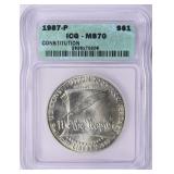 SILVER 1987-P Constitution Silver Dollar ICG MS-70