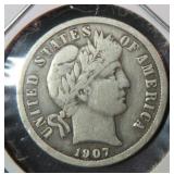 1907 Silver Barber Dime