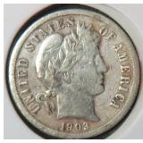 1903 Silver Barber Dime
