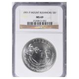 SILVER 1991-P Mount Rushmore Dollar NGC MS-69