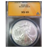 2008 American Silver Eagle, ANACS MS69