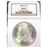 1885-O Silver Morgan Dollar, NGC MS63