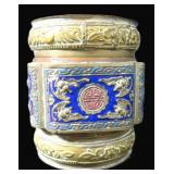 Vintage Chinese Brass and Enamel Tea Jar