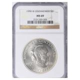 SILVER 1990-W Eisenhower Silver Dollar NGC MS-69