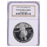 SILVER 1992-P Columbus Dollar NGC Proof-69 UC