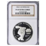 SILVER 1983-S Olympic Discus Dollar NGC Proof-69UC