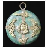 Jade Pendant iwth Ornate Metalwork
