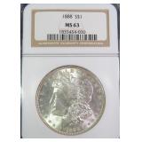 1888 Silver Morgan Dollar, NGC MS63