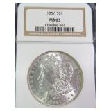 1887 Silver Morgan Dollar, NGC MS63