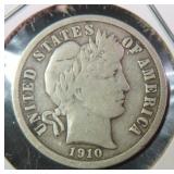 1910 Silver Barber Dime