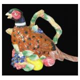 Fitz and Floyd Venezia Pheanant Tea Pot, 7"x11"