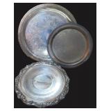 Three (3) Silverplate Serving Trays