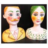 Pair of Large Horchow Italian Faience Head Vases