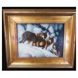 21"x25" Wolves by L. Richard, Oil on Board