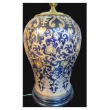 Vintage Chinoiserie Style Table Lamp, Cobalt Blue
