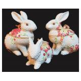 Set of Three Fitz and Floyd Autumn Fields Rabbit