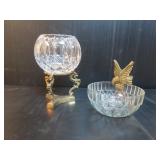 Crystal & Brass Rose Bowls