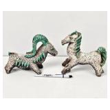 Two French School Glazed Ceramic Horse and Ram Scu