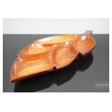 Wood leaf shaped serving dish