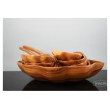 Wood seashell shaped serveware set