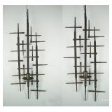 Pair of metal wall hanging candle holders