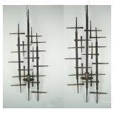 Pair of metal wall hanging candle holders