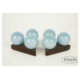 Pair of Blue Sphere Candle Holders