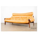 Percival Lafer Leather and Rosewood Sofa