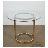 Metal base and round glass top kitchen table