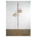 Tension pole lamp with 2 woven shades