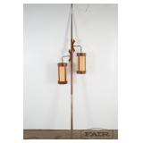 Tension pole lamp with hanging lanterns