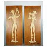 Pair of Wood and Plaster Wall Art
