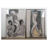 Two Boyer Drawings, Charcoal on Paper