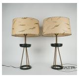 Pair of atomic era lamps with resin shades