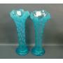 Pair of Northwood Blue Opal Tree Trunk Vases