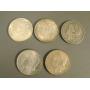 Lot of Five Morgan Silver Dollars