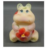 Fenton Burmese Decorated Hippo Figurine