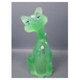 Fenton Lime Green / Uranium Decorated Alley Cat