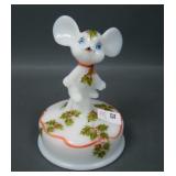 Fenton White Glossy Decorated Mouse on Font
