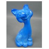 Fenton Blue Slag FAGCA Carnival Glass Happy Cat