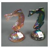 2 Fenton Jumping Trout Carnival Glass Paperweights