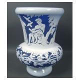 Kelsey /Pilgrim Blue and White Sand Carved Vase