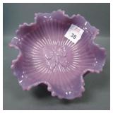 Fenton Purple/ Lavender Butterfly Ftd Ruffled Bowl