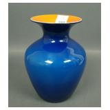 Imperial Cobalt Blue/ Orange Lead Luster Vase