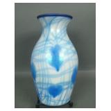 Imperial Opal with Blue Leaf & Vine Decorated Vase