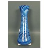 Imperial Glossy Blue Marbelized Lead Luster Vase