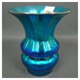 Steuben Blue Aurene Ribbed Shade Vase