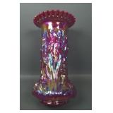 Fenton Red Carnival Glass Iris Vase